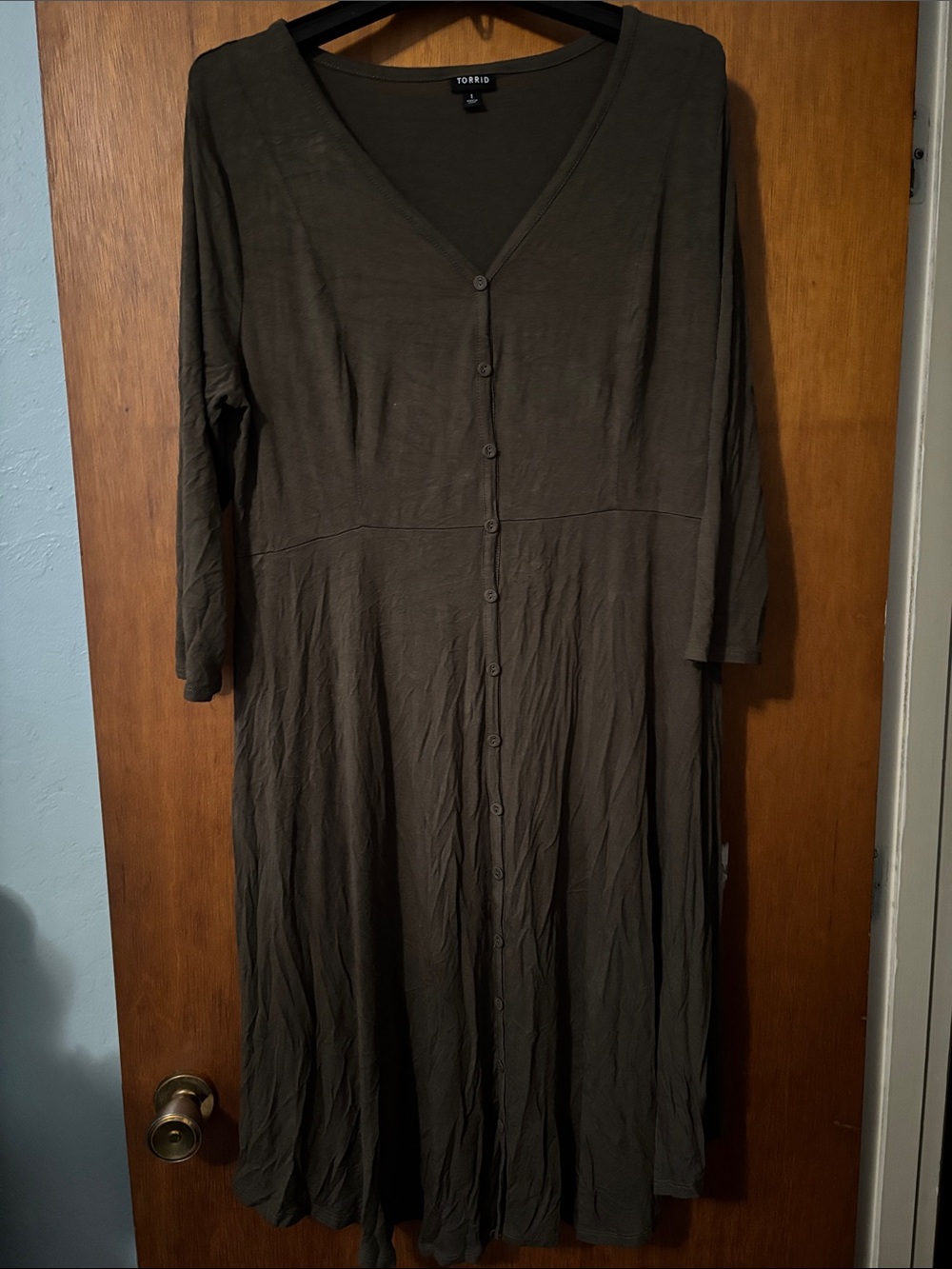 torrid Olive V-Neck Button-Front Maxi Dress